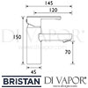 Bristan Nero Basin Mixer without Waste Tap Dimensions